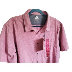 ZeroXposur Mens XL Travel Series Shirt Button Up‎ Short Sleeve Cabernet NWT